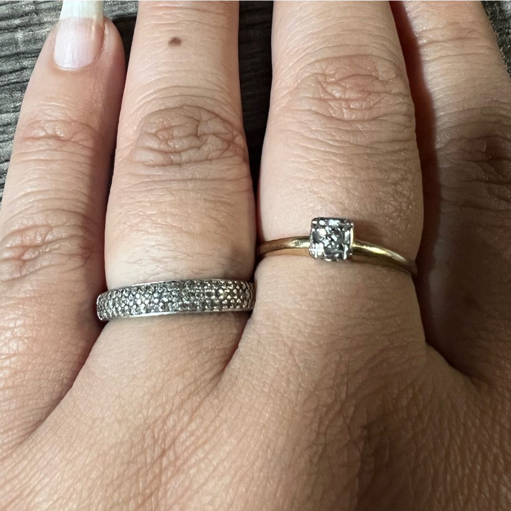 925 Sterling Silver with Pave Moissanite ring